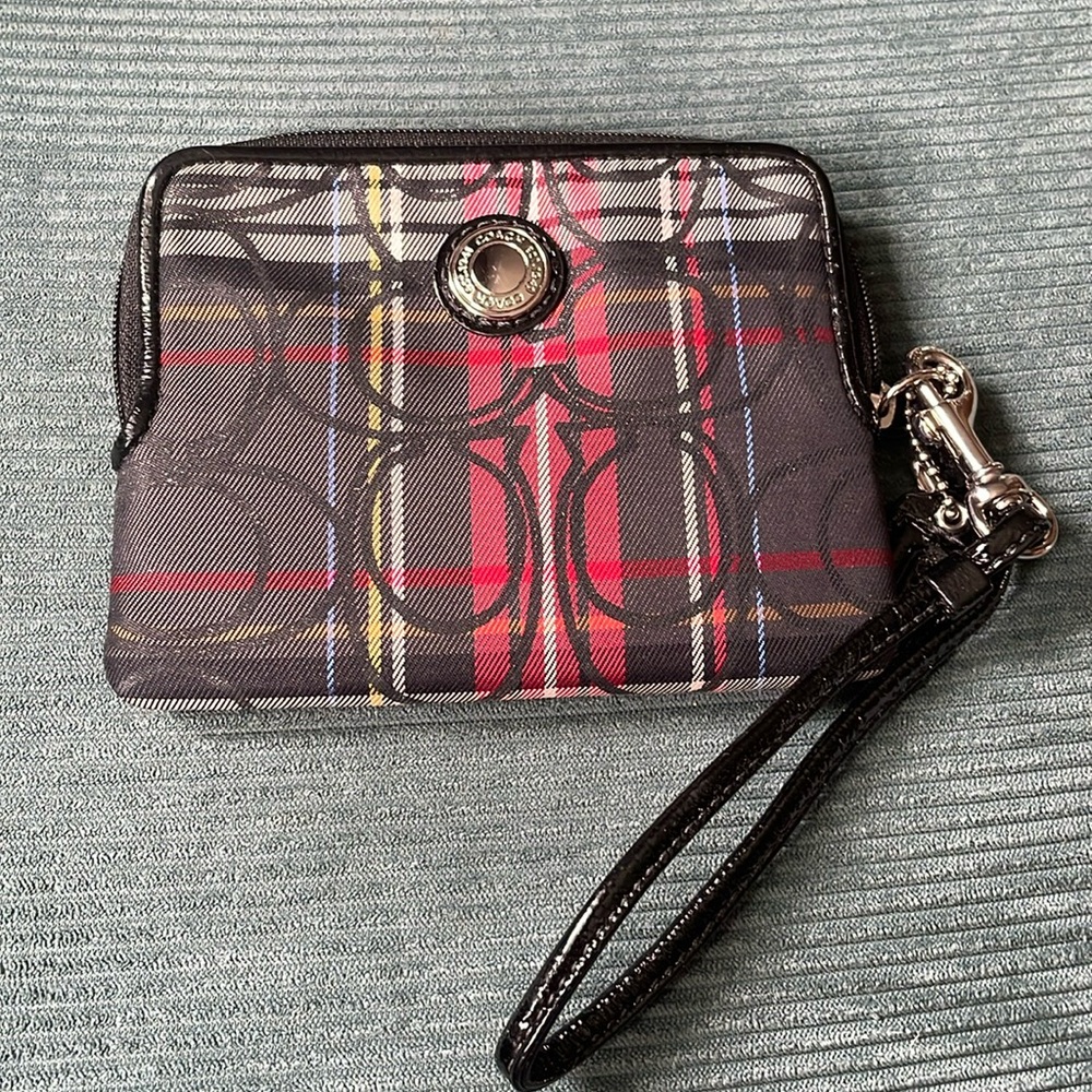 Coach wristlet small wallet in C plaid